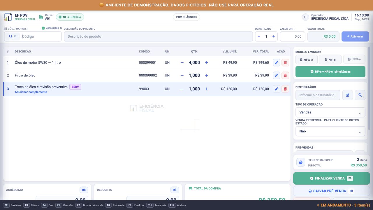PDV · Produtos e serviços
